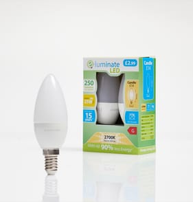 E-Luminate LED E14 Candle Warm White Light Bulb 2 Pack - 250 Lumens