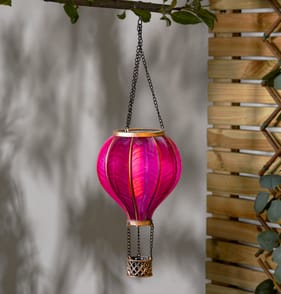 Firefly Solar Light Co Hanging Hot Air Balloon Solar Light - Magenta