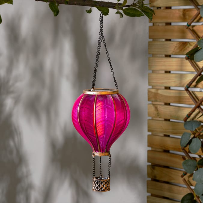 Firefly Solar Light Co Hanging Hot Air Balloon Solar Light - Magenta