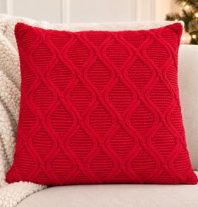 Festive Feeling Chenille Knit Cushion 55cm - Red