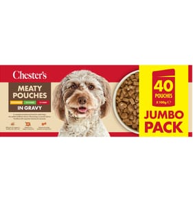 Chester's Meaty Pouches In Gravy 40 x 100g