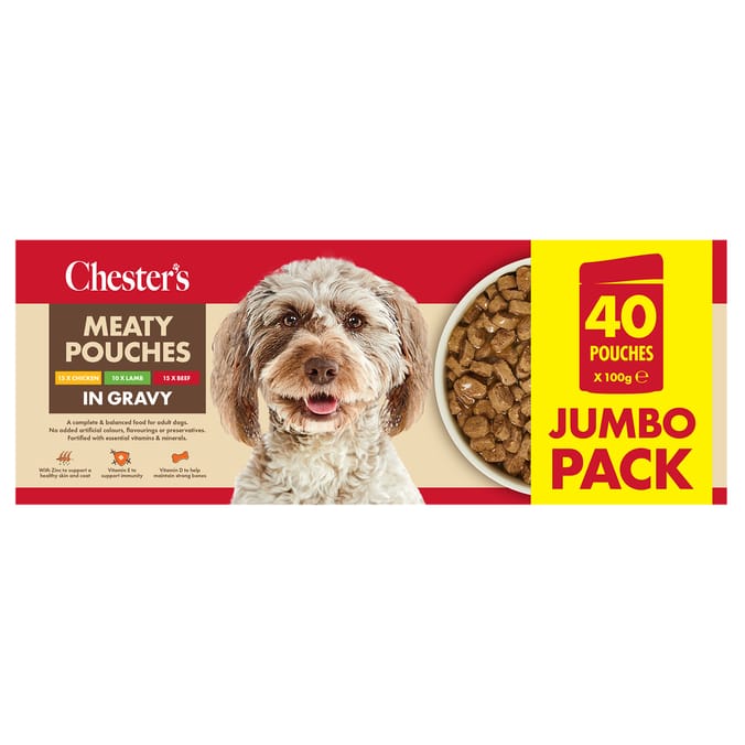 Chester's Meaty Pouches In Gravy 40 x 100g