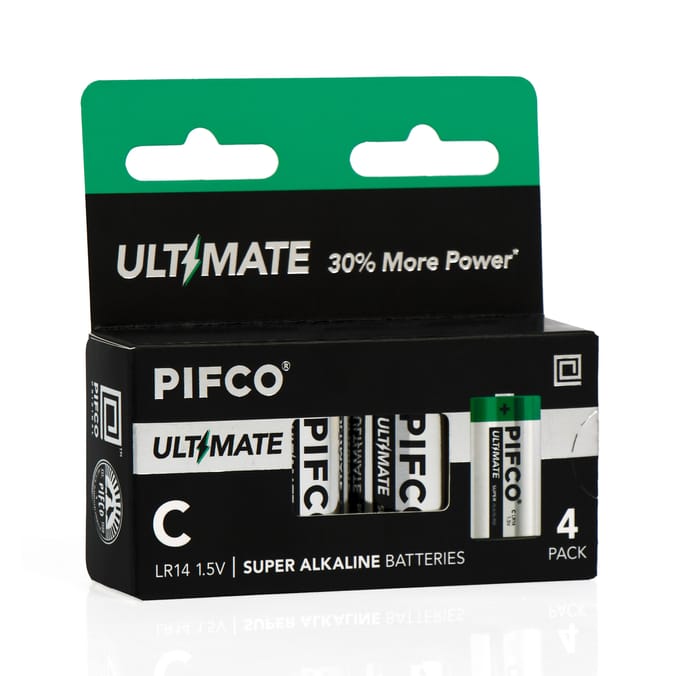 Pifco C Ultimate Super Alkaline Batteries 4 Pack