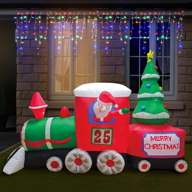 Prestige Light Up Self Inflating Santa On Train 9.5ft