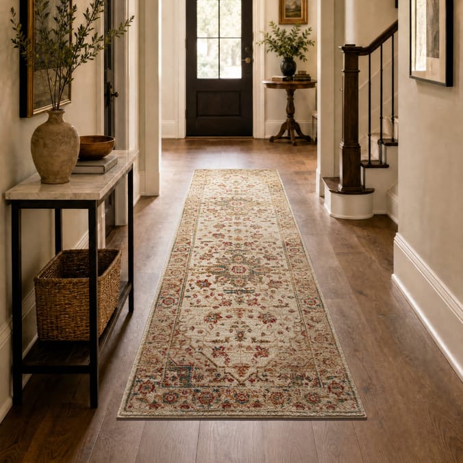 Asiatic Raja Medallion Runner RA01 - Cream/Multi-Colour