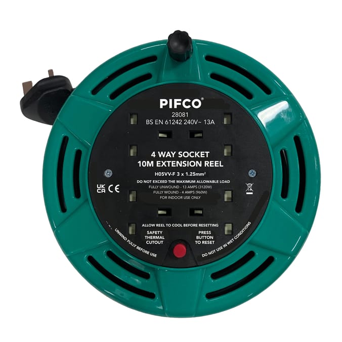 Pifco 4 Way Socket 10M Extension Reel
