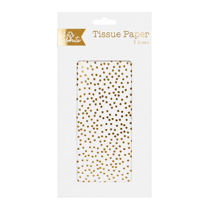 Let's Party Gold Spot Printed Tissue Paper 5 Sheets