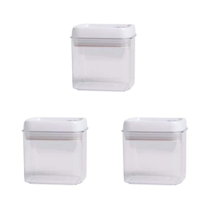 Kitchen Solutions: 3 Square Lock Storage Containers 1.1l - White