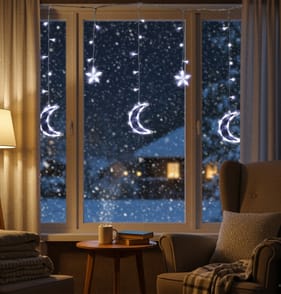 Prestige Mains Operated LED Moon Curtain Lights - Cool White