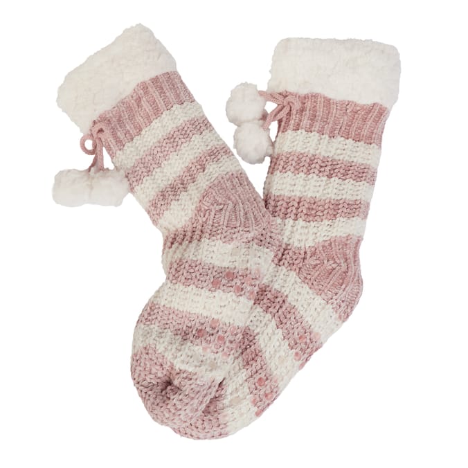 A La Mode Ladies Chenille Borg Socks 