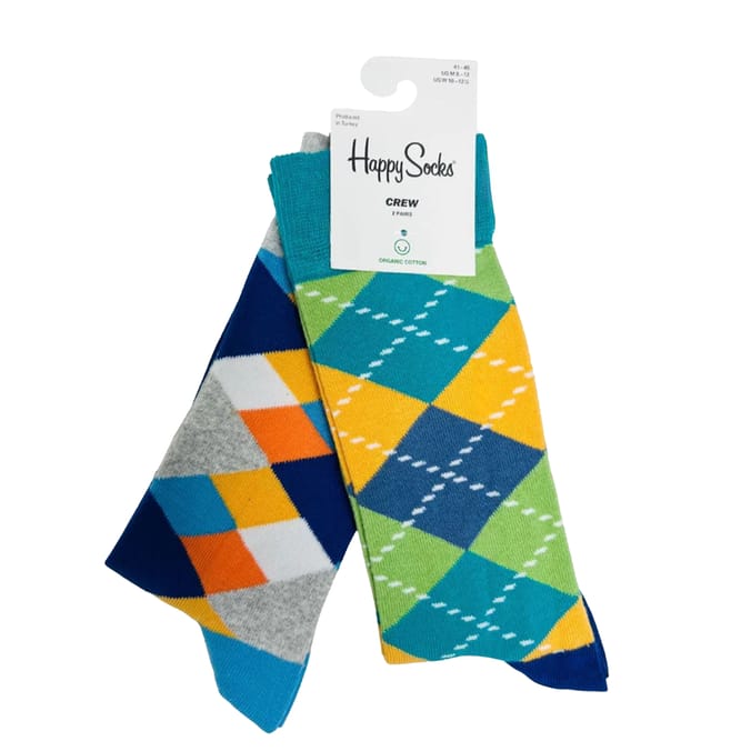 Happy Socks Adults Socks 2 Pack - 7.5-11.5 Size 