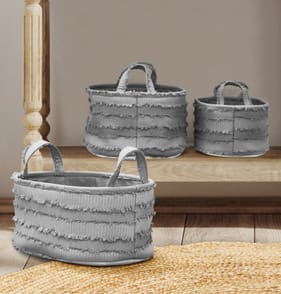 Home Collections Set Of 3 Tufted Baskets - Grey