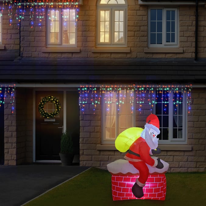 Prestige Light Up Self Inflating Santa On Chimney 6ft