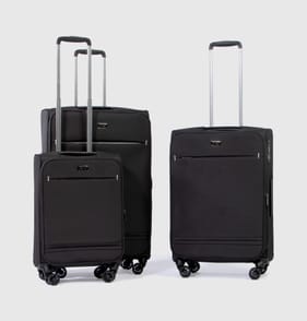 Salisburys Premium Soft Shell Expandable Suitcases - Black