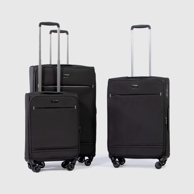 Salisburys Premium Soft Shell Expandable Suitcases - Black