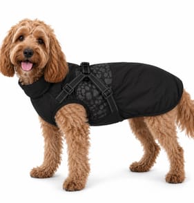 My Pets Dog Coat with Adjustable Harness Black