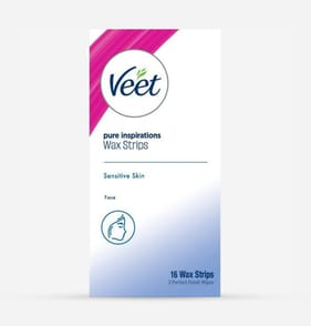Veet Pure Inspirations Face Wax Strips 16 Pack – Sensitive Skin 