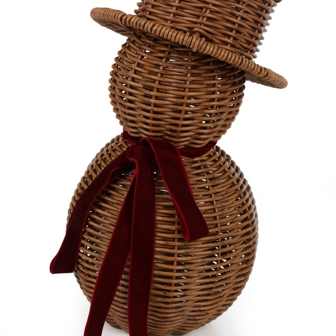 Festive Feeling Alpine Woods Rattan Snowman Christmas Decoration