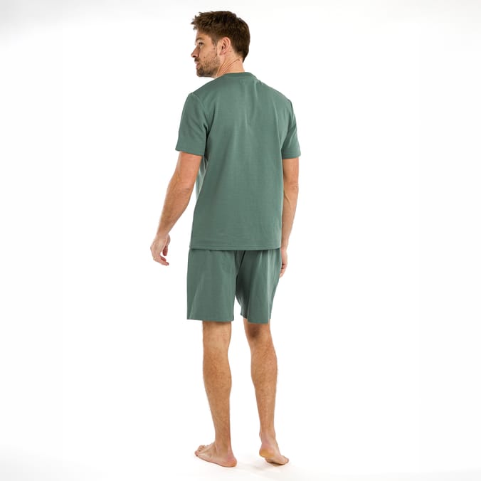 Jeff & Co By Jeff Banks Mens Green Button Pyjama Set