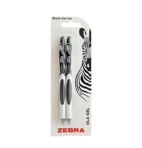 Zebra Ola Black Retractable Gel Pens 2 Pack