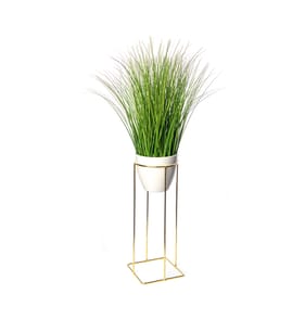 Ports of Call Grass Pot In Stand - White