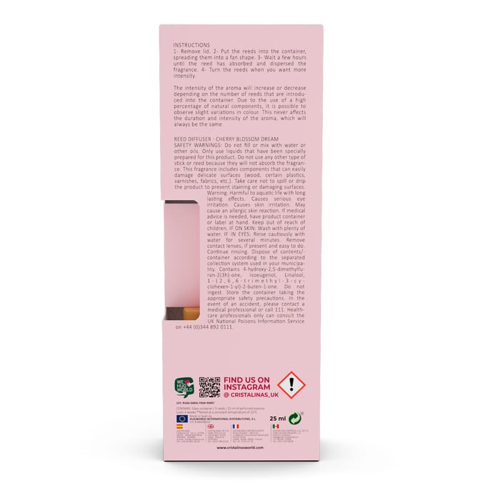 Cristalinas Reed Diffuser 25ml - Cherry Blossom Dream