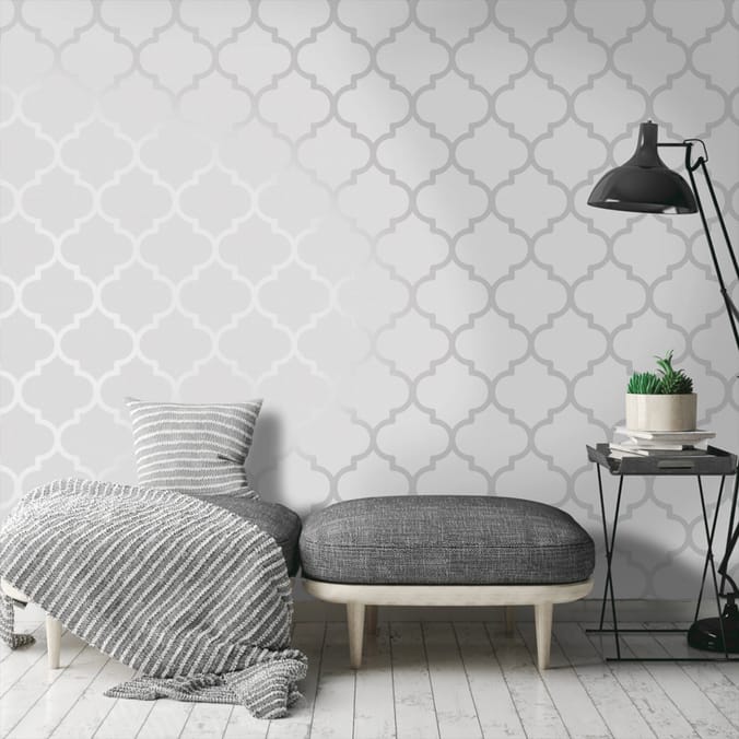 K2 Feature Wallpapers Metallic Latice 60322 Silver