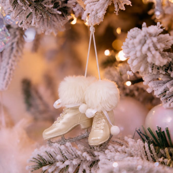 Frosted Spirit Ski Boots Hanging Decoration - Cream