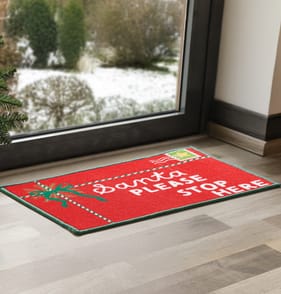 Festive Feeling Washable Door Mat - Santa Please Stop Here