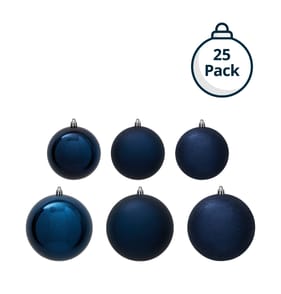 Festive Feeling Mixed Size Christmas Baubles 25 Pack - Navy