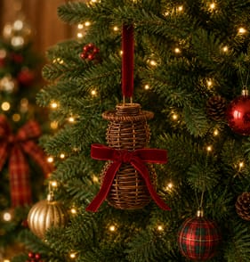 Festive Feeling Alpine Woods Rattan Hanging Decoration - Snowman