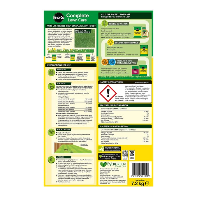Miracle-Gro Complete Lawn Feed 7.2kg - 160m2