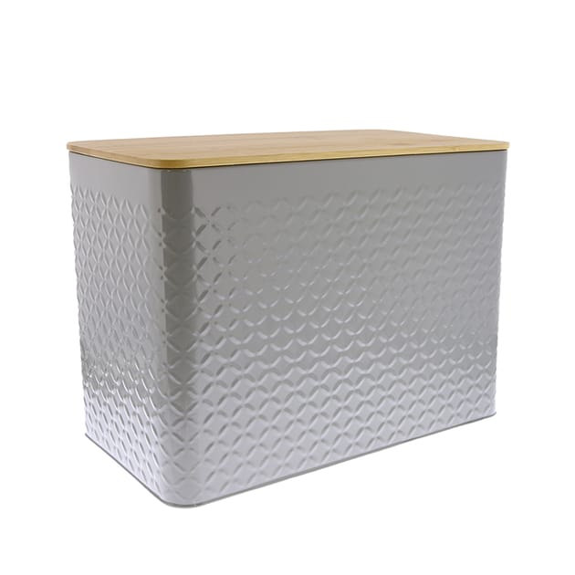 Home Collections Embossed Bread Bin - Grey | Home Bargains