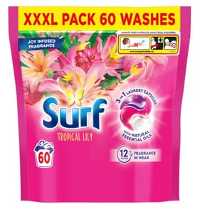 Surf 3 in 1 Laundry Washing Detergent Capsules 60 washes - Tropical Lily