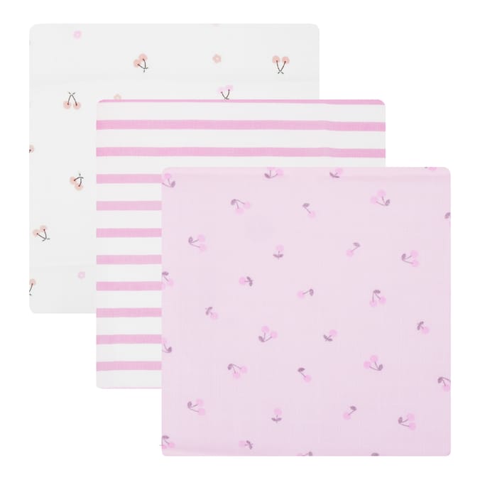 Pure Baby Pink Muslin Cloths 3 Pack
