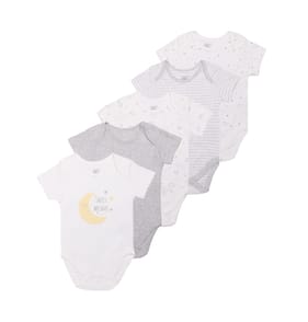 Pure Baby Short Sleeved Grey Bodysuits 5 Pack - 6-9 Months