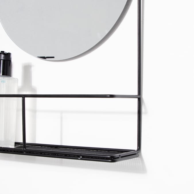 Home Collections Black Metal Wall Mirror & Shelf