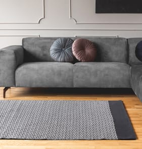 Home Collections Diamond Woven Rug - Black