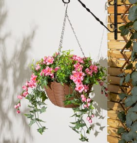 Jardin Artificial Consolida Ajacis Hanging Basket - Pink