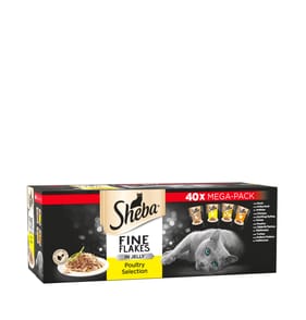 Sheba Fine Flakes Poultry In Jelly Wet Cat Food Pouches 40x85g 