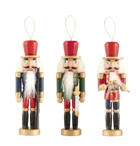 Sleigh Bells Nutcracker Christmas Tree Decoration 3 Pack - Traditional
