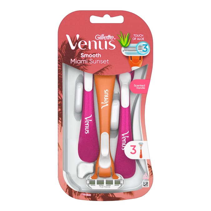 Gillette Venus Smooth Miami Sunset Disposable Razors 3s