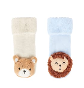 Pure Baby Blue 3D Rattle Socks 2 Pack - 0-6 Months