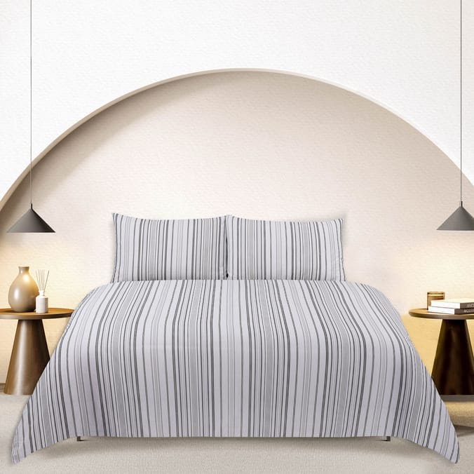 Home Collections Easy Care Grey Stripe Duvet Set