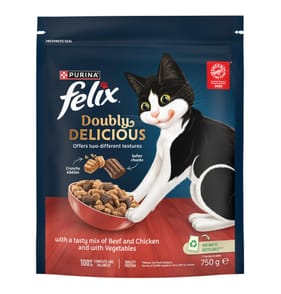 Felix Doubly Delicious Dry Cat Food 750g - Beef & Chicken With Vegetables
