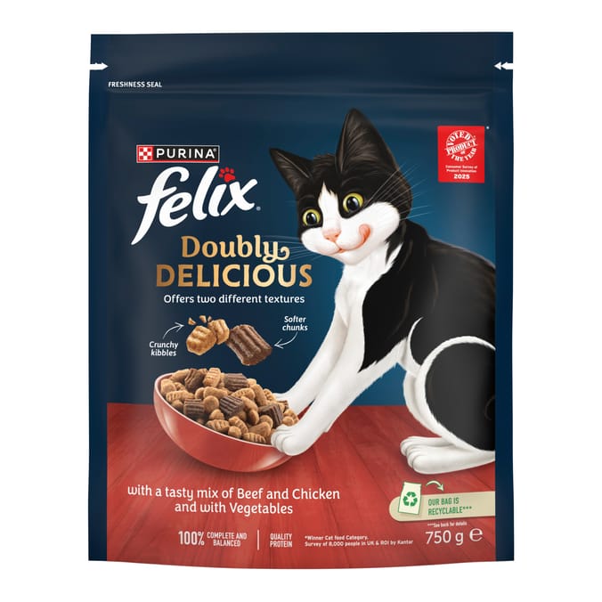 Felix Doubly Delicious Dry Cat Food 750g - Beef & Chicken With Vegetables
