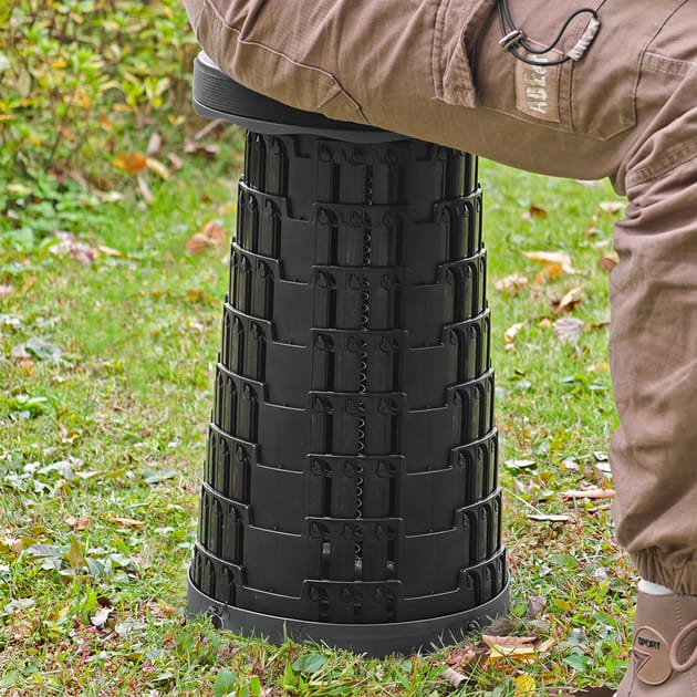 Lakescape Telescopic Portable Stool - Black | Home Bargains