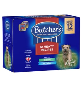 Butcher's 12 Meaty Recipes Wet Dog Food Trays 150g - Lamb/Turkey