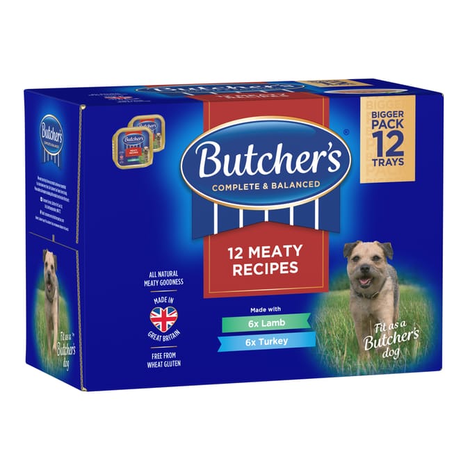 Butcher's 12 Meaty Recipes Wet Dog Food Trays 150g - Lamb/Turkey