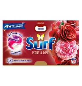 Surf 3in1 Laundry Washing Detergent Capsules 15 Washes - Peony & Rose